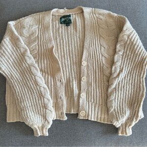 American Eagle Outfitters Oversized Cream Cable Knit Cardigan